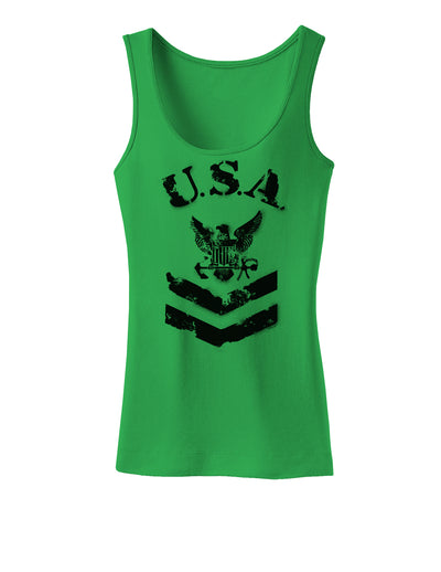 USA Military Navy Stencil Logo Womens Tank Top-Womens Tank Tops-TooLoud-KellyGreen-X-Small-Davson Sales