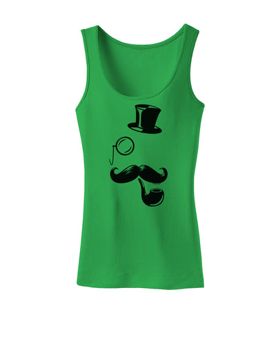 Tophat Mustache Pipe and Monocle Womens Tank Top-Womens Tank Tops-TooLoud-KellyGreen-X-Small-Davson Sales