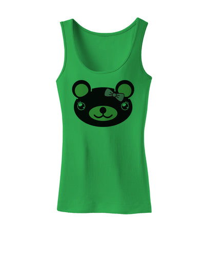 Kyu-T Head - Night Beartholomea Girl Teddy Bear Womens Tank Top-Womens Tank Tops-TooLoud-KellyGreen-X-Small-Davson Sales