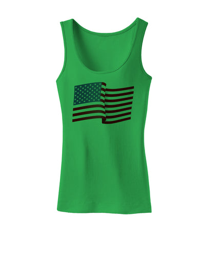 Patriotic Waving USA American Flag Womens Tank Top-Womens Tank Tops-TooLoud-KellyGreen-X-Small-Davson Sales