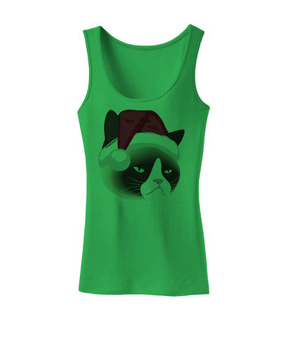 Santa Hat Disgruntled Siamese Cat Womens Tank Top by-Womens Tank Tops-TooLoud-KellyGreen-X-Small-Davson Sales