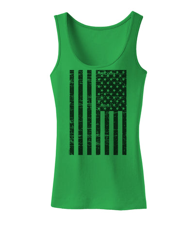 Vintage Black and White USA Flag Womens Tank Top-Womens Tank Tops-TooLoud-KellyGreen-X-Small-Davson Sales