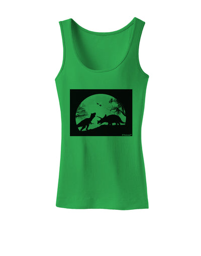 T-Rex and Triceratops Silhouettes Design Womens Tank Top by TooLoud-Womens Tank Tops-TooLoud-KellyGreen-X-Small-Davson Sales