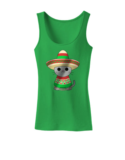 Sombrero and Poncho Cat - Metallic Womens Tank Top by TooLoud-Womens Tank Tops-TooLoud-KellyGreen-X-Small-Davson Sales