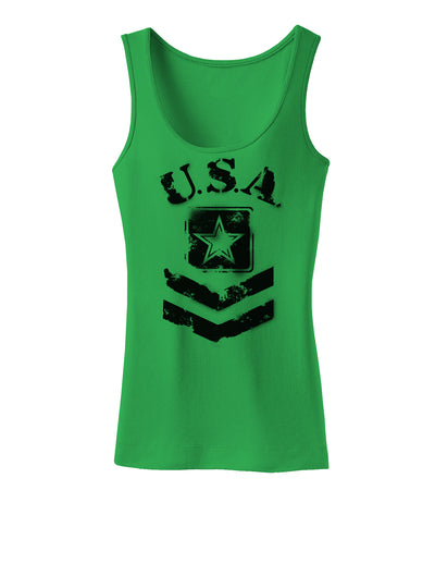 USA Military Army Stencil Logo Womens Tank Top-Womens Tank Tops-TooLoud-KellyGreen-X-Small-Davson Sales