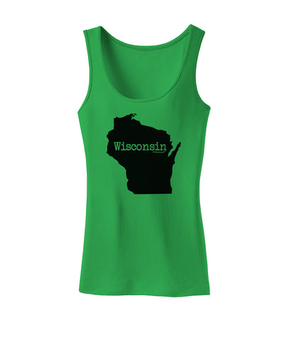 Wisconsin - United States Shape Womens Tank Top-Womens Tank Tops-TooLoud-KellyGreen-X-Small-Davson Sales