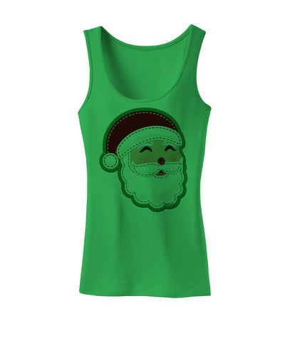 Cute Santa Claus Face Faux Applique Womens Tank Top-Womens Tank Tops-TooLoud-KellyGreen-X-Small-Davson Sales