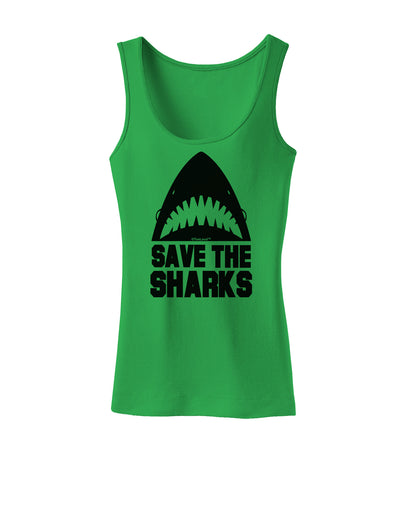 Save The Sharks Womens Tank Top-Womens Tank Tops-TooLoud-KellyGreen-X-Small-Davson Sales