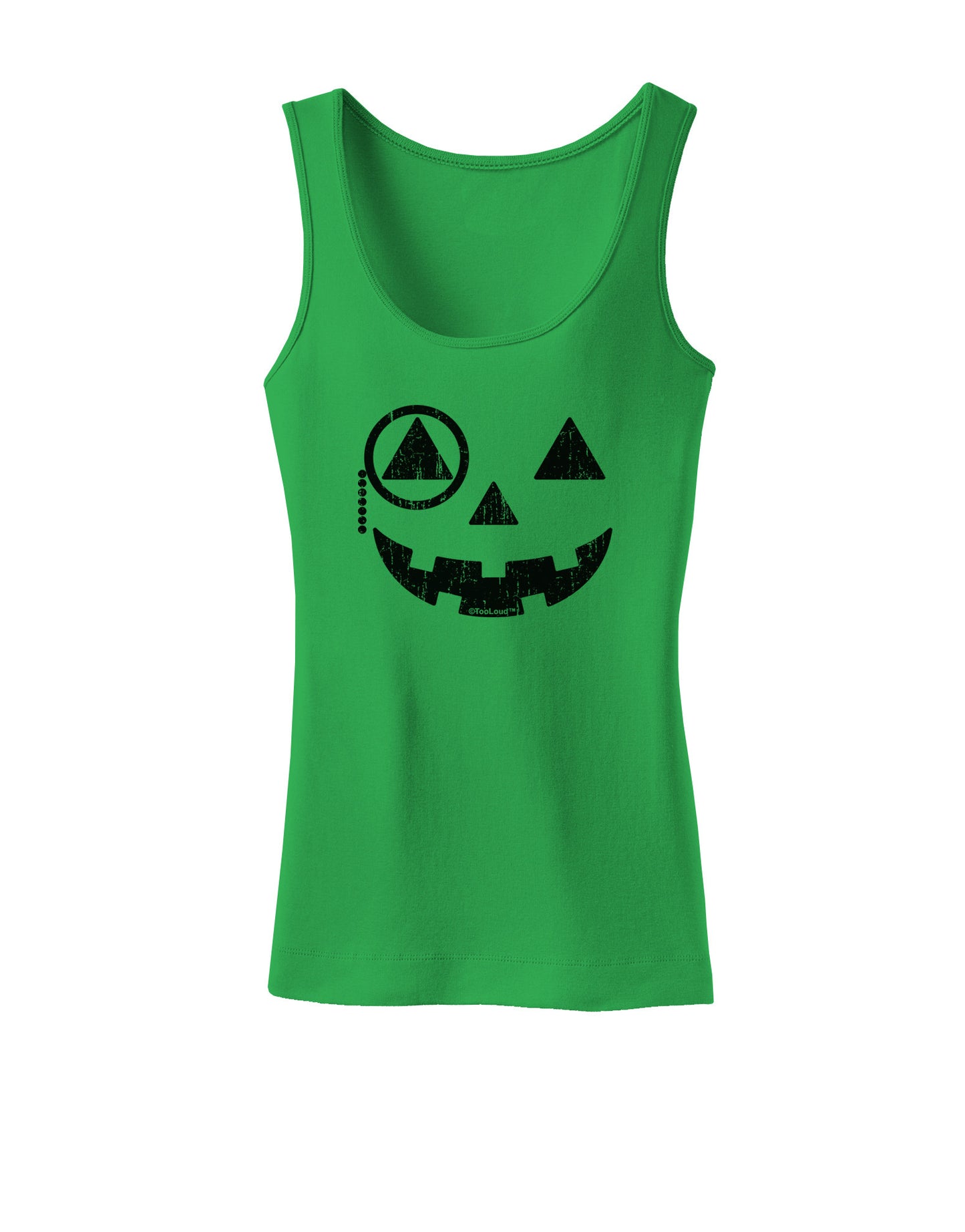 Monocle Jack-o-Lantern Distressed Womens Tank Top-Womens Tank Tops-TooLoud-KellyGreen-X-Small-Davson Sales