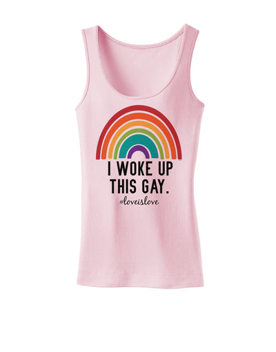 TooLoud I Woke Up This Gay Womens Petite Tank Top-Womens Tank Tops-TooLoud-SoftPink-X-Small-Davson Sales