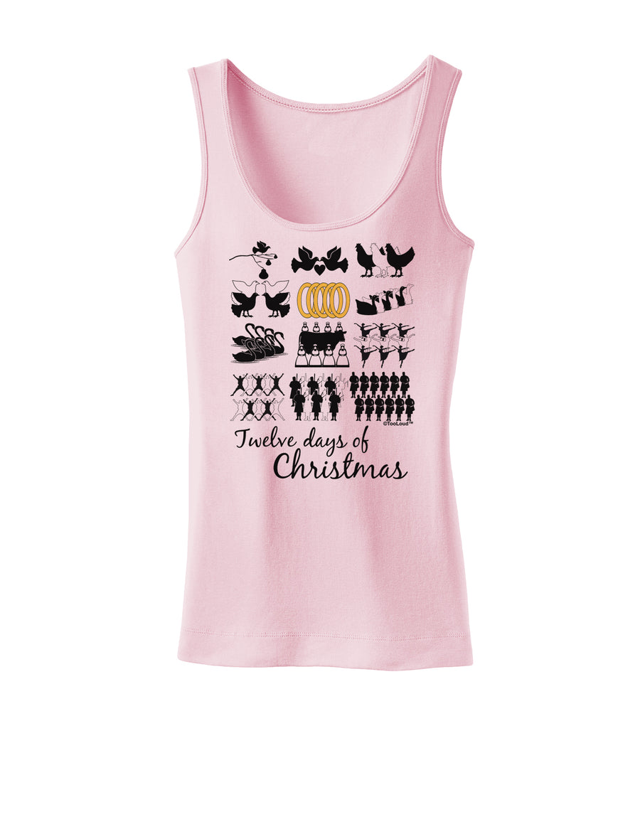 12 Days of Christmas Text Color Womens Tank Top-Womens Tank Tops-TooLoud-White-X-Small-Davson Sales