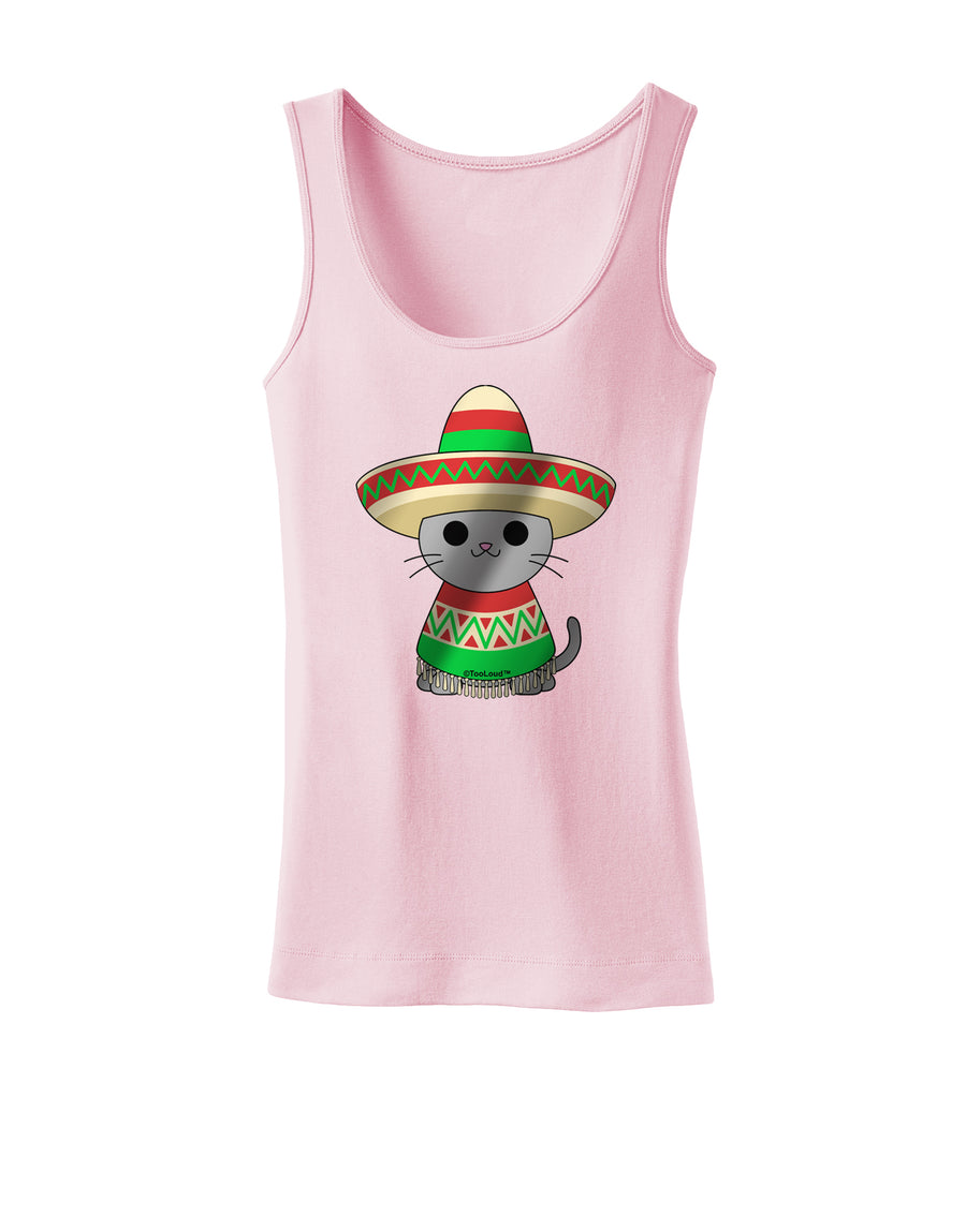 Sombrero and Poncho Cat - Metallic Womens Tank Top by TooLoud-Womens Tank Tops-TooLoud-White-X-Small-Davson Sales