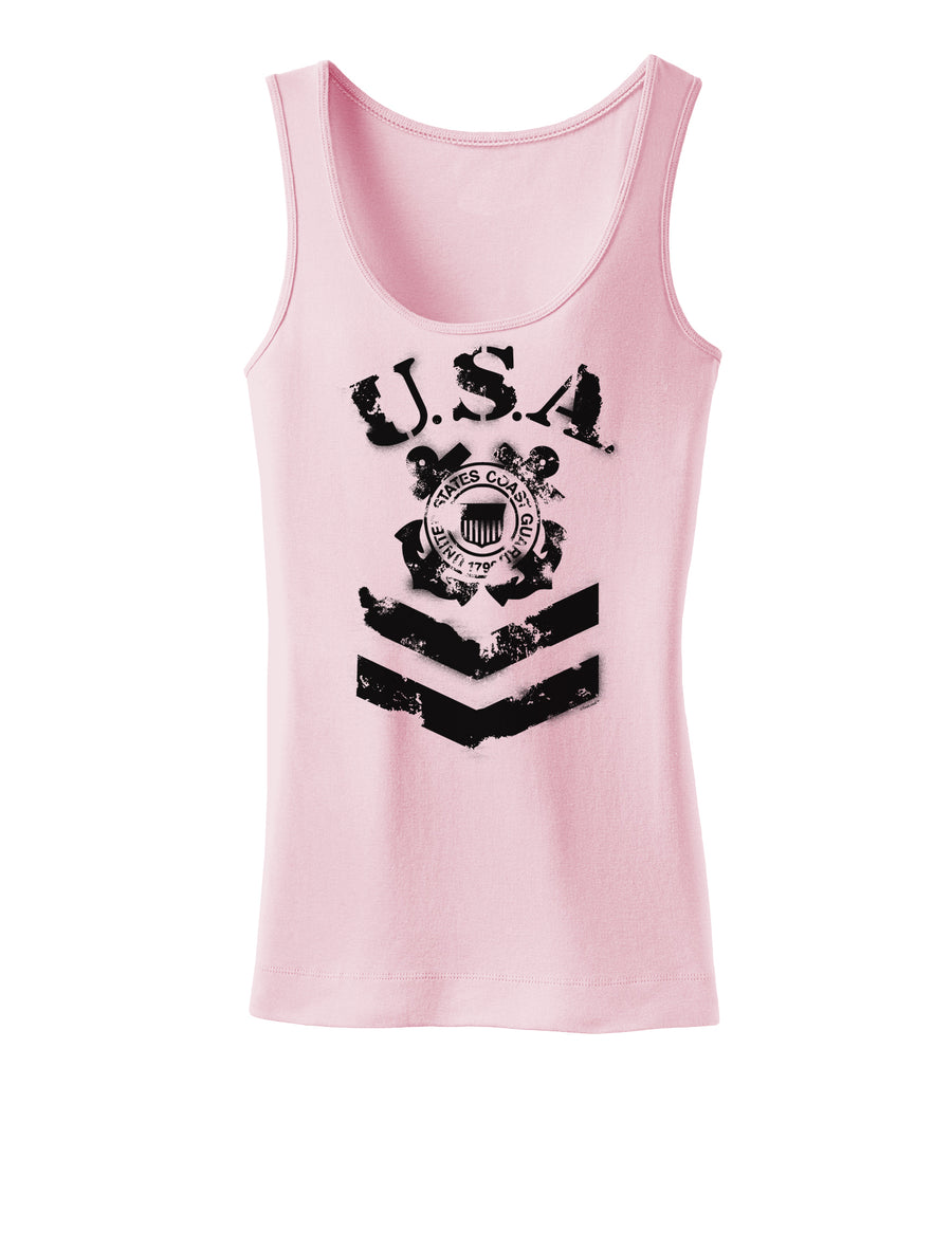 USA Military Coast Guard Stencil Logo Womens Tank Top-Womens Tank Tops-TooLoud-White-X-Small-Davson Sales