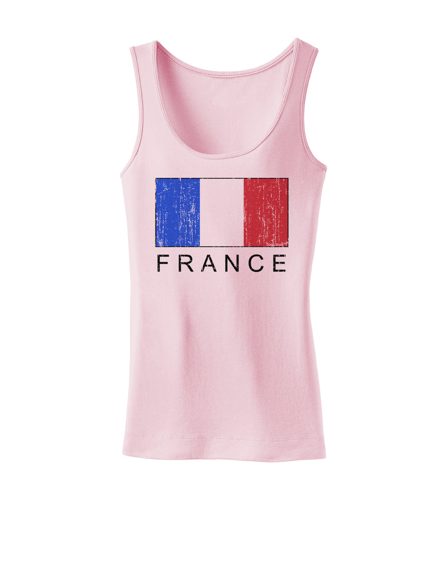 French Flag - France Text Distressed Womens Tank Top by TooLoud-Womens Tank Tops-TooLoud-White-X-Small-Davson Sales