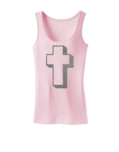 Simple Cross Design Glitter - Silver Womens Tank Top by TooLoud-Womens Tank Tops-TooLoud-SoftPink-X-Small-Davson Sales