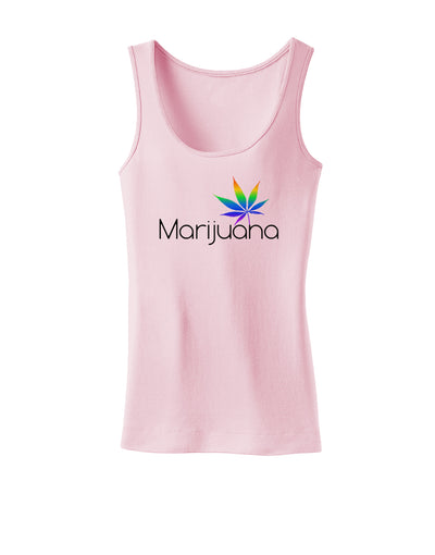 Marijuana Text and Leaf - Rainbow Womens Tank Top-Womens Tank Tops-TooLoud-SoftPink-X-Small-Davson Sales