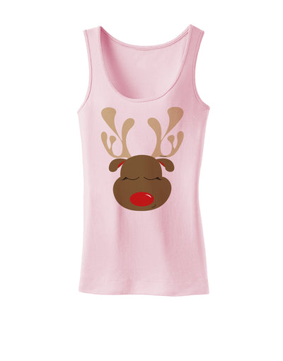 Cute Rudolph Reindeer Face Christmas Womens Tank Top-Womens Tank Tops-TooLoud-SoftPink-X-Small-Davson Sales