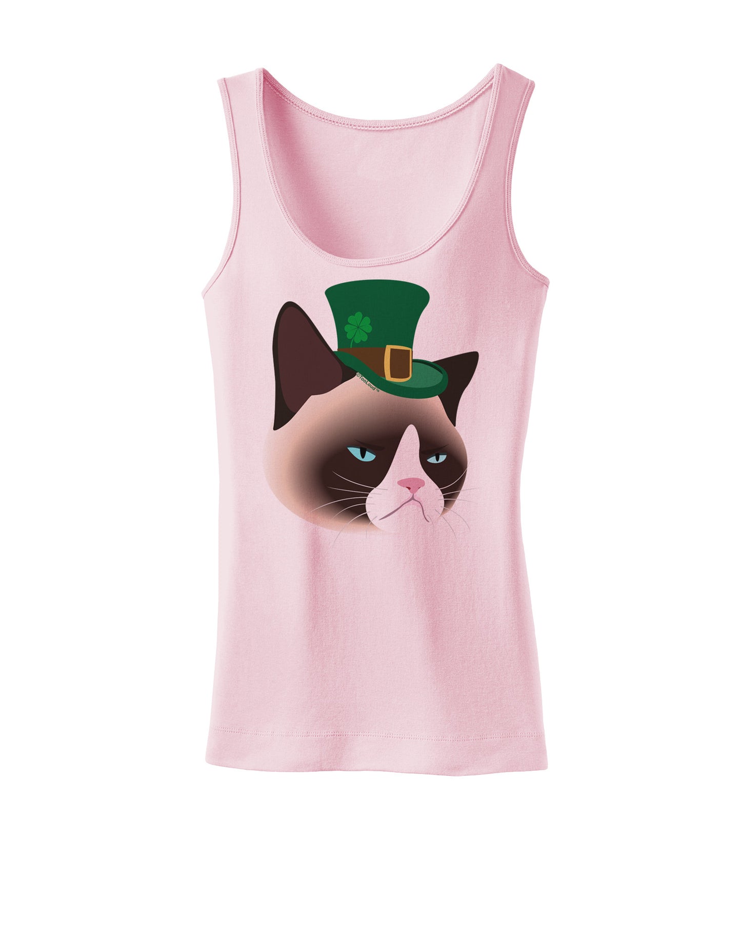 Leprechaun Disgruntled Cat Womens Petite Tank Top-TooLoud-SoftPink-X-Small-Davson Sales