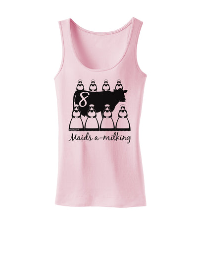 Eight Maids A Milking Text Womens Tank Top-Womens Tank Tops-TooLoud-SoftPink-X-Small-Davson Sales