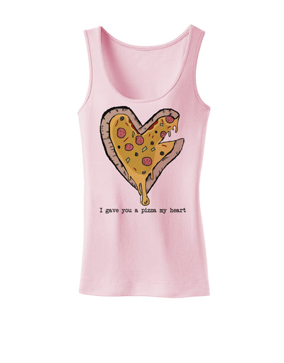 TooLoud I gave you a Pizza my Heart Womens Petite Tank Top-Womens Tank Tops-TooLoud-SoftPink-X-Small-Davson Sales