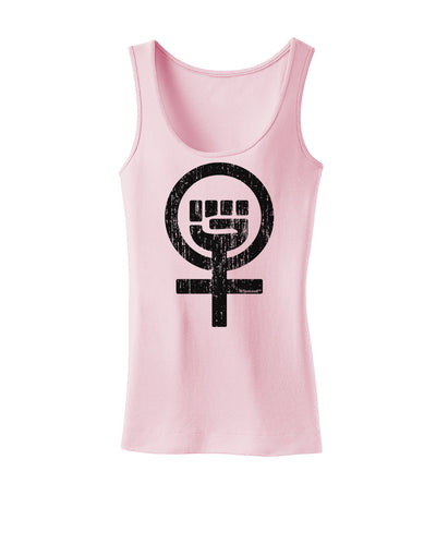 Distressed Feminism Symbol Womens Tank Top-Womens Tank Tops-TooLoud-SoftPink-X-Small-Davson Sales