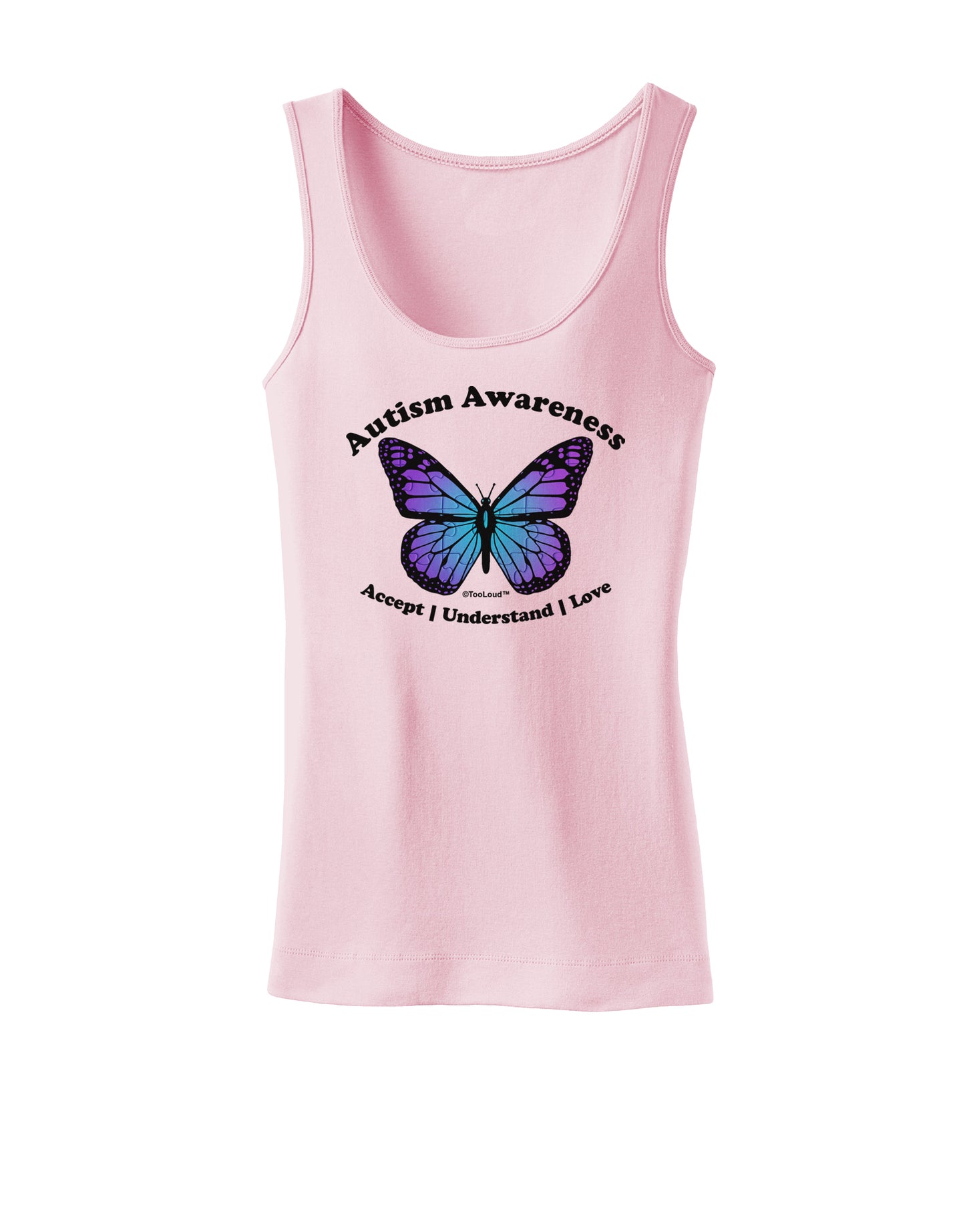Autism Awareness - Puzzle Piece Butterfly Womens Tank Top-Womens Tank Tops-TooLoud-SoftPink-X-Small-Davson Sales