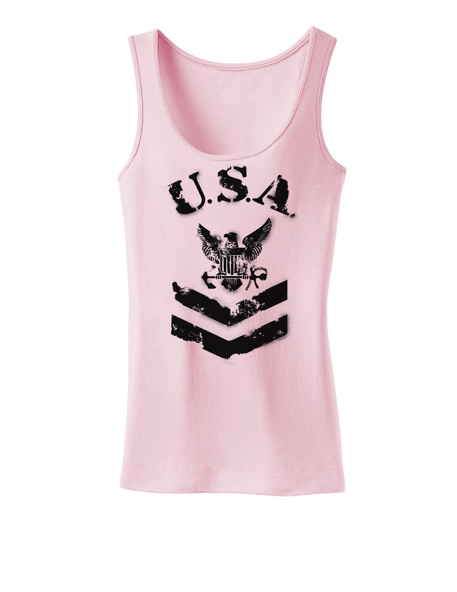 USA Military Navy Stencil Logo Womens Tank Top-Womens Tank Tops-TooLoud-White-X-Small-Davson Sales