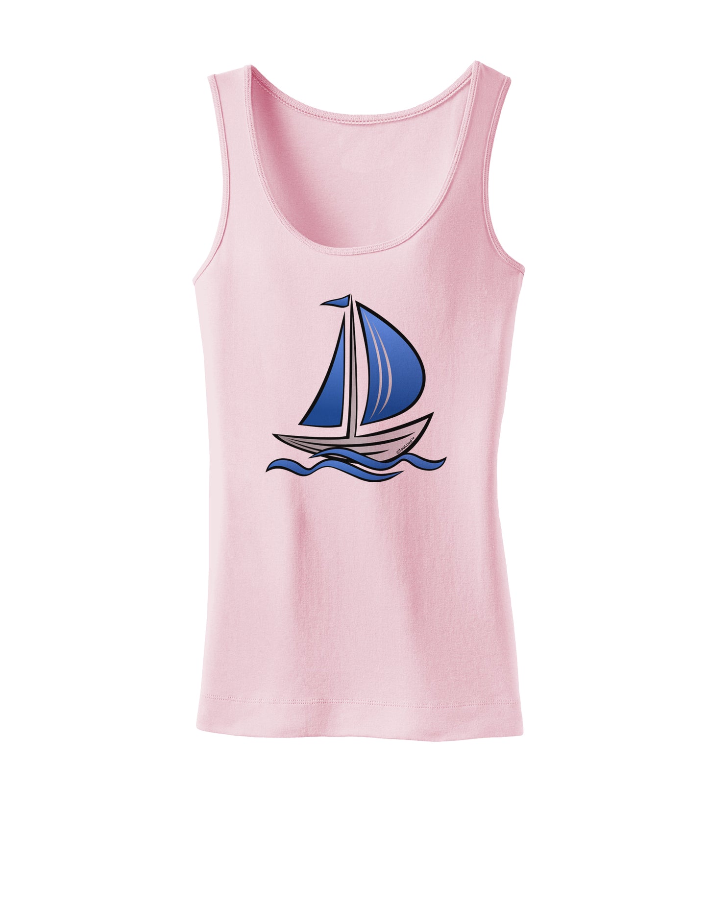 Blue Sailboat Womens Petite Tank Top-TooLoud-SoftPink-X-Small-Davson Sales