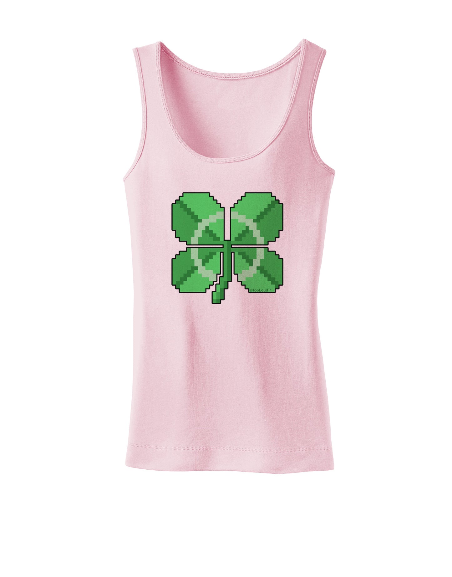 Pixel Four Leaf Clover Womens Petite Tank Top-TooLoud-SoftPink-X-Small-Davson Sales