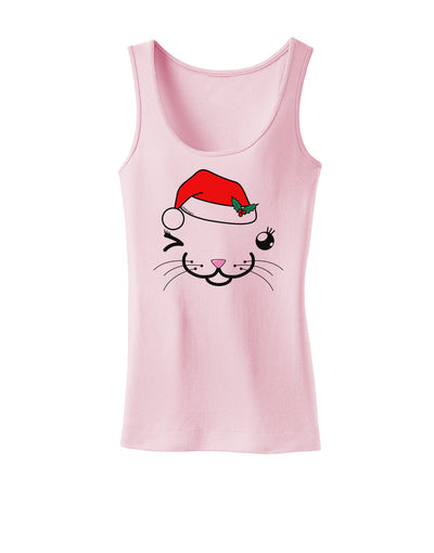 Kyu-T Face Kattia Santa Hat Girl Cat Womens Tank Top-Womens Tank Tops-TooLoud-SoftPink-X-Small-Davson Sales