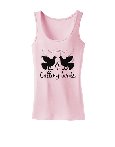 Four Calling Birds Text Womens Tank Top-Womens Tank Tops-TooLoud-SoftPink-X-Small-Davson Sales