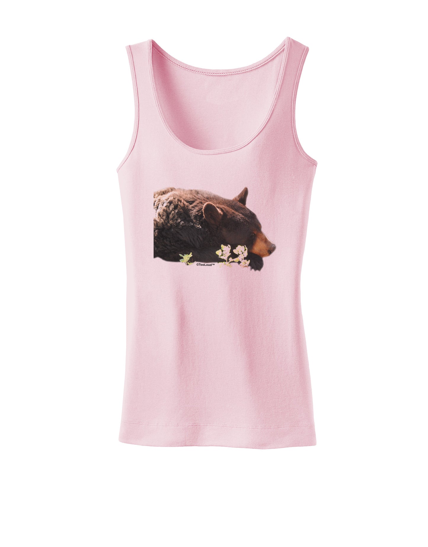 Laying Black Bear Cutout Womens Petite Tank Top-TooLoud-SoftPink-X-Small-Davson Sales