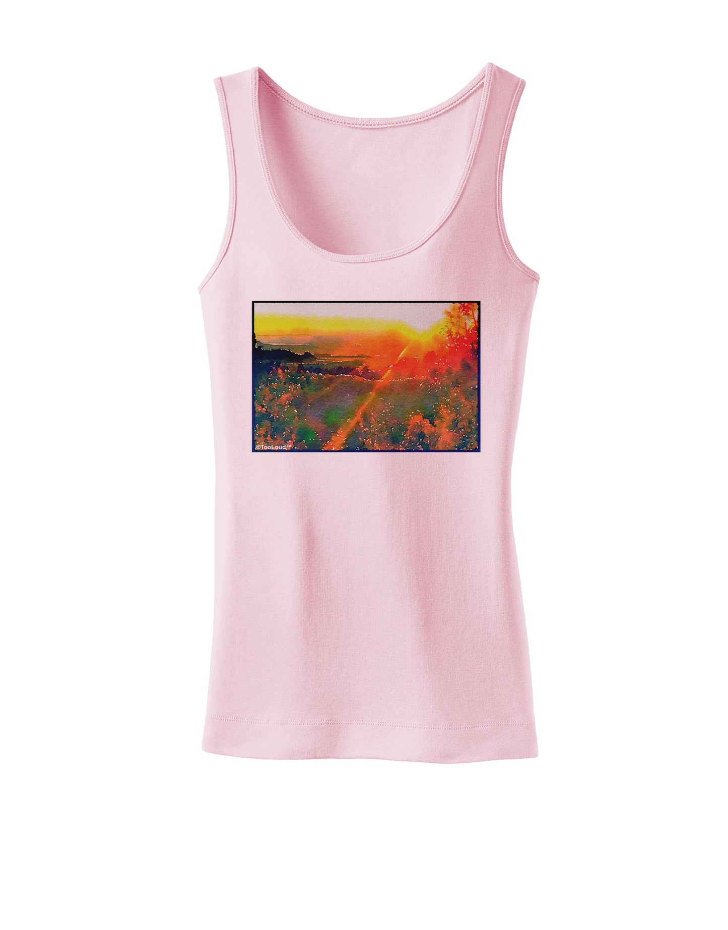 Colorado Sunset Watercolor Womens Petite Tank Top-TooLoud-SoftPink-X-Small-Davson Sales