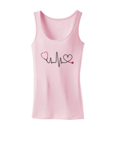 Stethoscope Heartbeat Womens Petite Tank Top-TooLoud-SoftPink-X-Small-Davson Sales