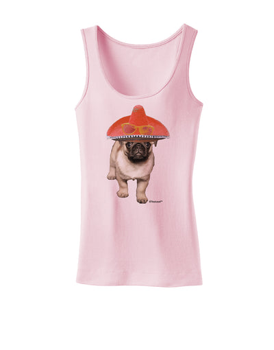 Pug Dog with Pink Sombrero Womens Tank Top by TooLoud-Womens Tank Tops-TooLoud-SoftPink-X-Small-Davson Sales