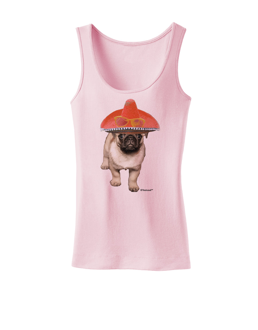 Pug Dog with Pink Sombrero Womens Tank Top by TooLoud-Womens Tank Tops-TooLoud-White-X-Small-Davson Sales