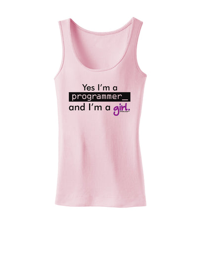 Yes I am a Programmer Girl Womens Petite Tank Top-TooLoud-SoftPink-X-Small-Davson Sales