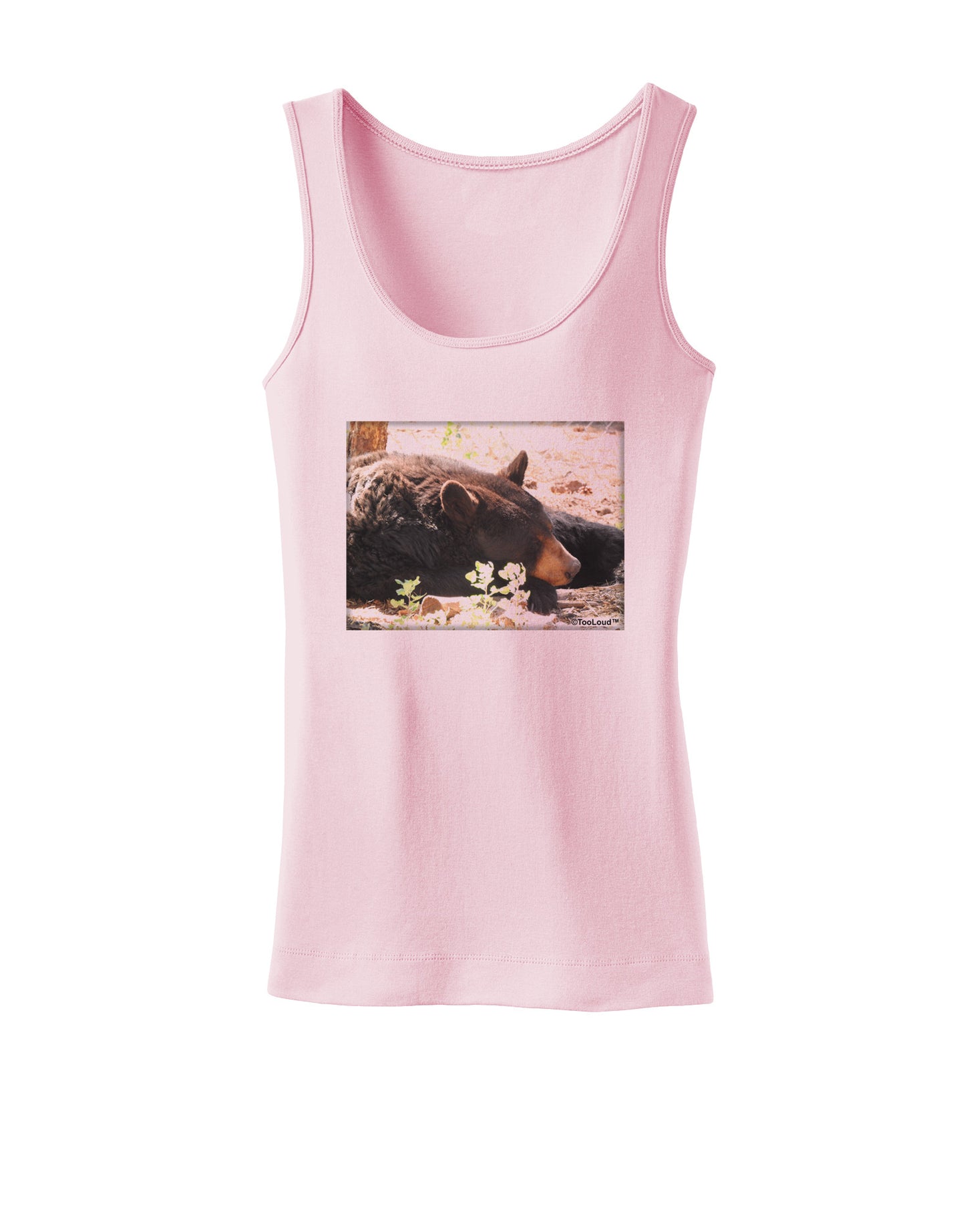 Laying Black Bear Womens Petite Tank Top-TooLoud-SoftPink-X-Small-Davson Sales