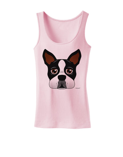 Cute Boston Terrier Dog Face Womens Tank Top-Womens Tank Tops-TooLoud-SoftPink-X-Small-Davson Sales