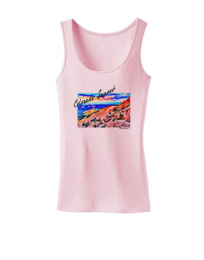 Colorado Mtn Sunset Bold WaterColor Womens Tank Top-Womens Tank Tops-TooLoud-SoftPink-X-Small-Davson Sales