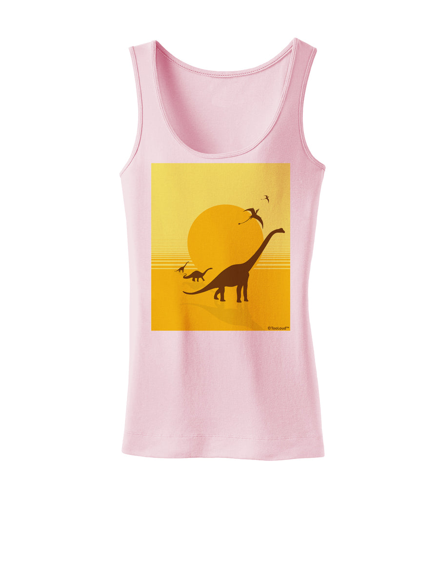 Brontosaurus and Pterodactyl Silhouettes with Sun Womens Tank Top by TooLoud-Womens Tank Tops-TooLoud-White-X-Small-Davson Sales