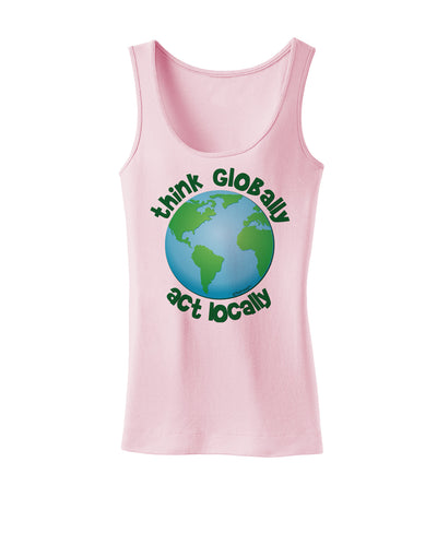 Think Globally Act Locally - Globe Womens Tank Top-Womens Tank Tops-TooLoud-SoftPink-X-Small-Davson Sales