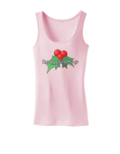 Holly Seasons Greetings Text Womens Tank Top by TooLoud-Womens Tank Tops-TooLoud-SoftPink-X-Small-Davson Sales