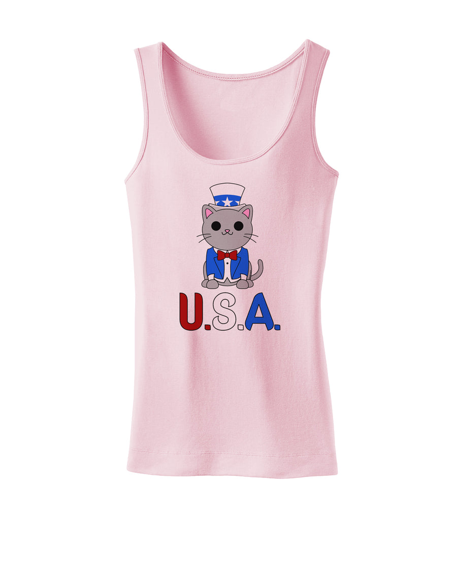 Patriotic Cat - USA Womens Tank Top by TooLoud-Womens Tank Tops-TooLoud-White-X-Small-Davson Sales