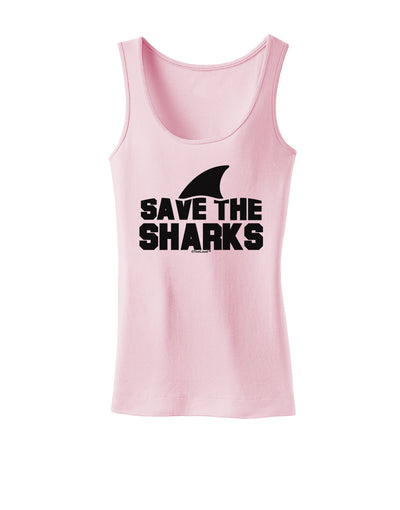 Save The Sharks - Fin Womens Tank Top-Womens Tank Tops-TooLoud-SoftPink-X-Small-Davson Sales