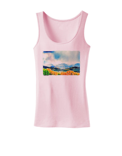 Colorado Mountain Scene Womens Petite Tank Top-TooLoud-SoftPink-X-Small-Davson Sales