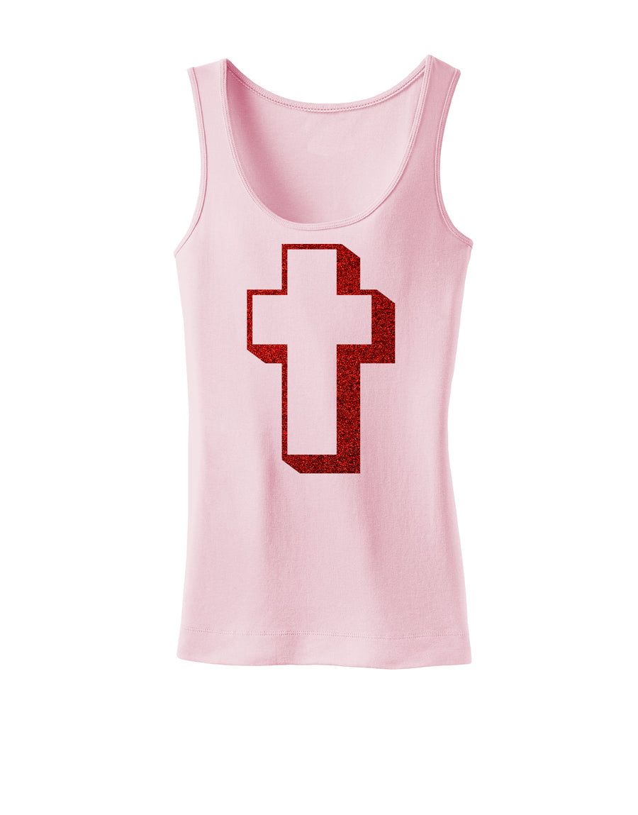 Simple Cross Design Glitter - Red Womens Tank Top by TooLoud-Womens Tank Tops-TooLoud-White-X-Small-Davson Sales