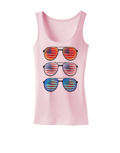 Red White and Blue USA Flag Aviators Womens Tank Top-Womens Tank Tops-TooLoud-SoftPink-X-Small-Davson Sales