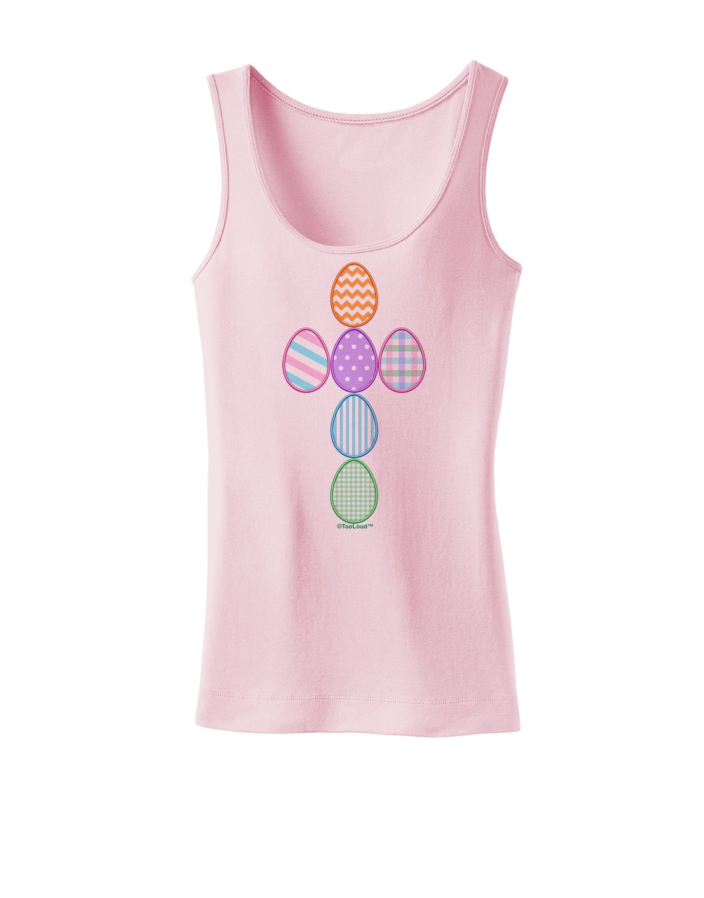 Easter Egg Cross Faux Applique Womens Petite Tank Top-TooLoud-SoftPink-X-Small-Davson Sales