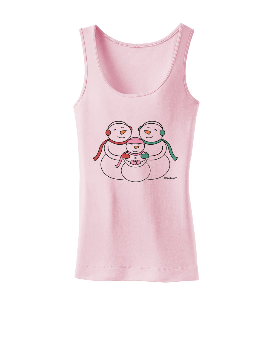 Cute Snowman Family with Girl Womens Tank Top by TooLoud-Womens Tank Tops-TooLoud-White-X-Small-Davson Sales